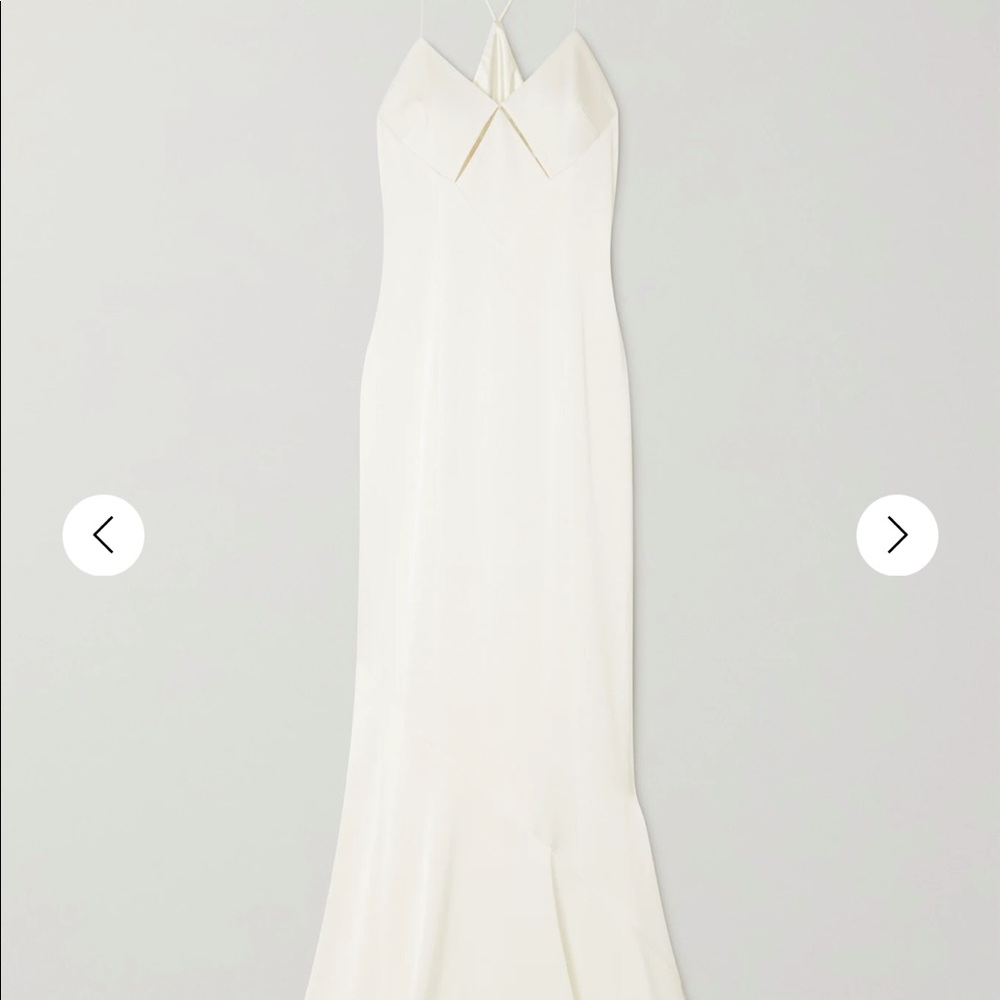 NWT Galvan London Cutout Satin Wedding Gown Sz 34 from Net a Porter, white